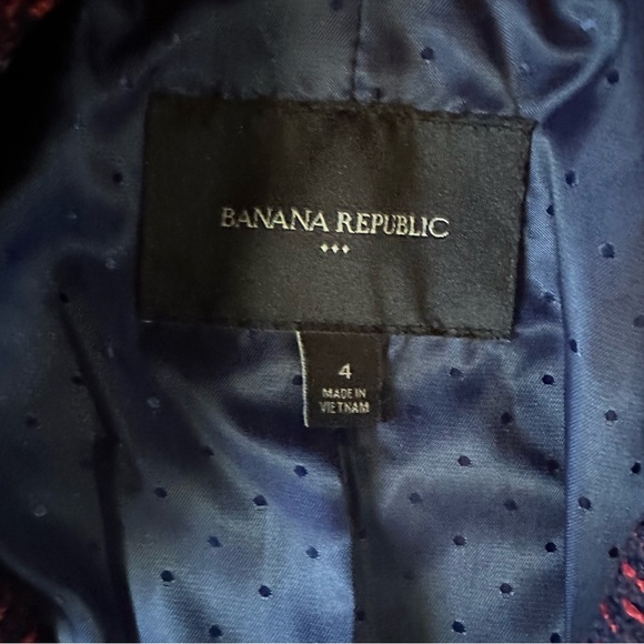 Women’s Banana Republic Navy Red Woven Blazer Size 4 * - Picture 6 of 7
